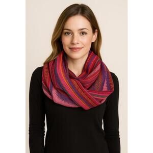 ASOS Boho Festival Infinity Scarf Multicolor Striped Knit